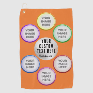 Photo Collage with Custom Text Golf Towel
