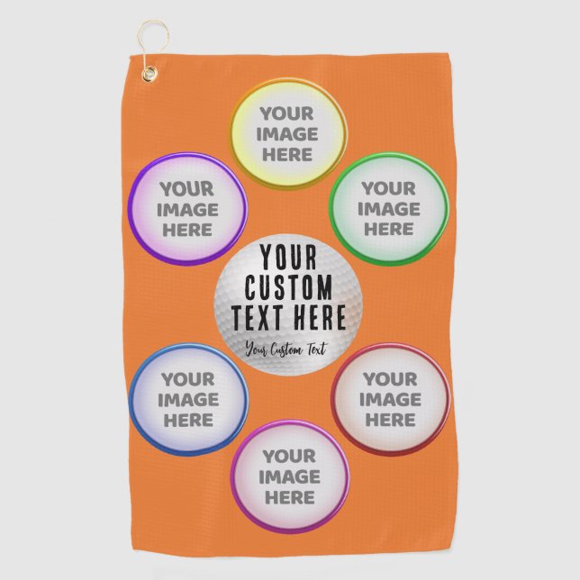 Photo Collage with Custom Text Golf Towel (Front)