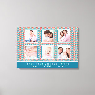 Photo Collage with Decorative Fan Pattern Canvas Print