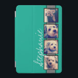 Photo Collage with Emerald Green Custom Name iPad Mini Cover<br><div class="desc">Use photos with frames on this one! Add your favourite photos to this strip for a fun memory keeper. An artistic way to display your best photo sharing pics.</div>