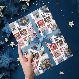 Photo Collage With Name Holiday Wrapping Paper