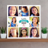 Photo Collage World Greatest Dad Turquoise Banner