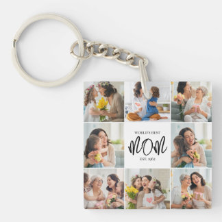 Photo Collage World's Best Mum | 8 Photo Keychain
