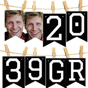 Photo Collage Year Graduate Black Party Banner