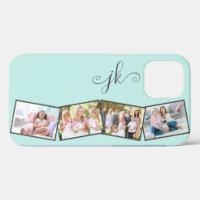 Photo Collage Zig Zag Mint Monogrammed Horizontal