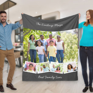 Photo Collage Zigzag Photo Strip Best Family Ever Fleece Blanket