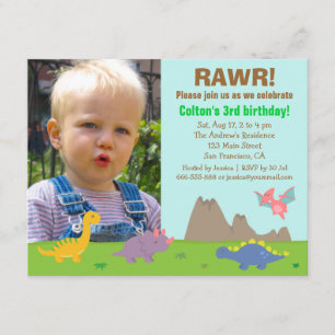 Photo Colourful Dinosaur Birthday Party Invitation