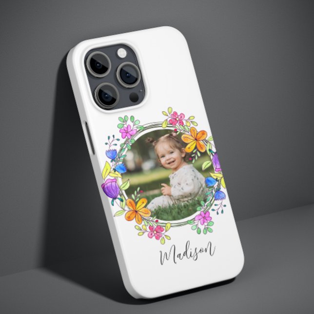Photo Colourful Floral Simple Modern Personalised Case-Mate iPhone Case (Creator Uploaded)