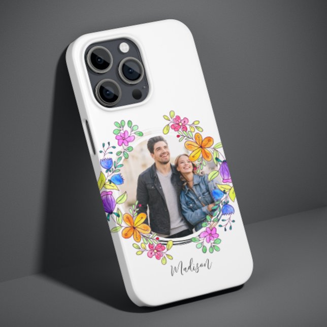Photo Colourful Floral Simple Modern Personalised Case-Mate iPhone Case (Creator Uploaded)