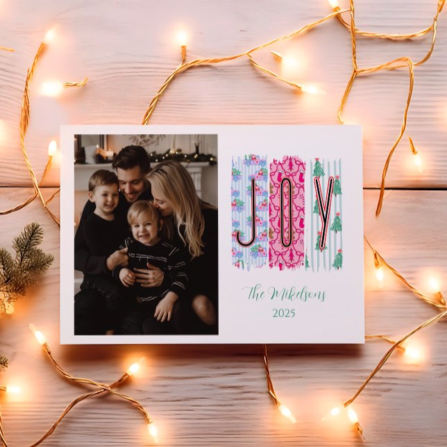 Photo Colourful Joy Christmas Holiday Card (Creator Uploaded)