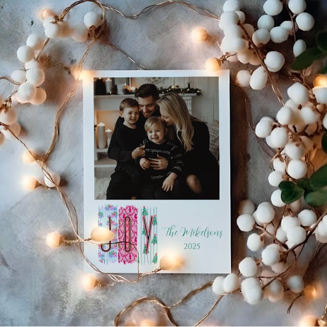 Photo Colourful Joy Christmas Holiday Card (Creator Uploaded)
