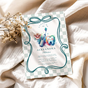 Photo Colourful Watercolor Dentist Graduation  Invitation