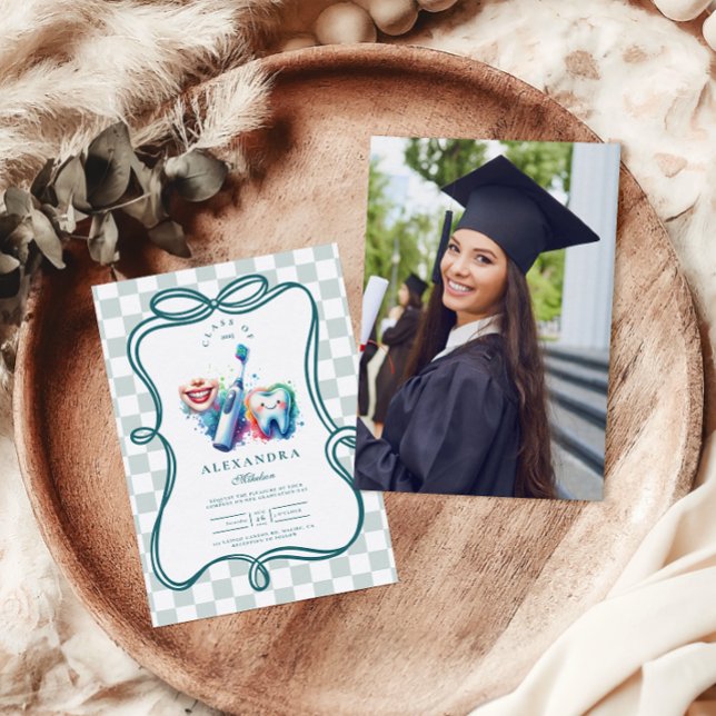 Photo Colourful Watercolor Dentist Graduation  Invitation (Creator Uploaded)