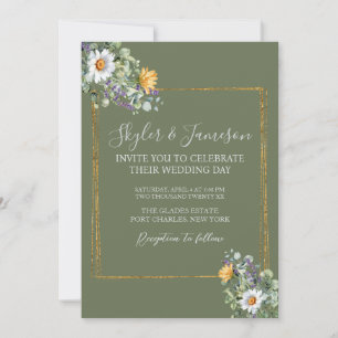 Photo Colourful Wildflower QR Code Wedding Invitation