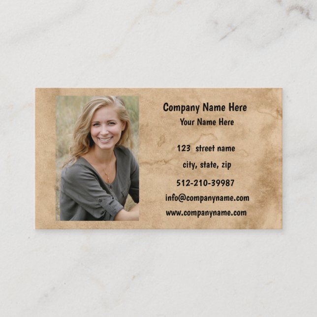 Photo company information name and address busines business card (Front)