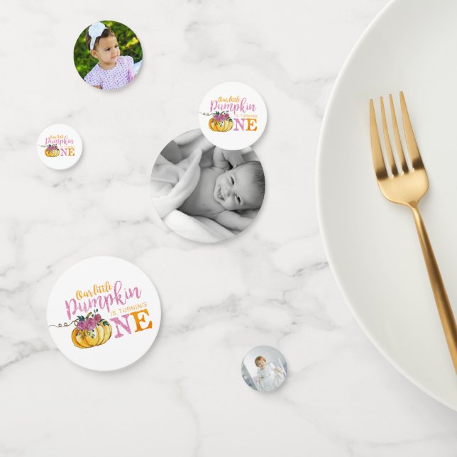 Photo confetti first birthday little pumpkin (Group)