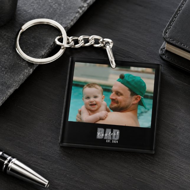 Photo Coolest Dad Est. Custom Year - Dad Gift Key Ring (Creator Uploaded)