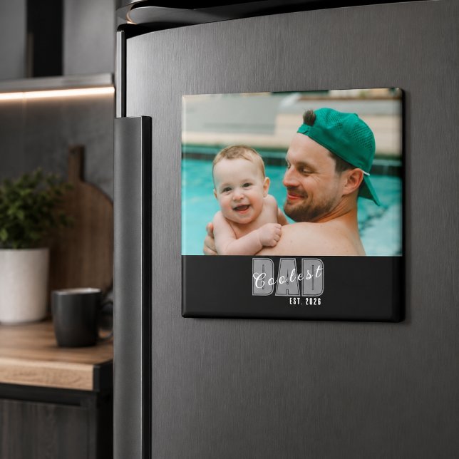 Photo Coolest Dad Est. Custom Year - Dad Gift Magnet (Creator Uploaded)