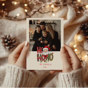 Photo Coquette Ho Ho Ho Santa Christmas Holiday Card