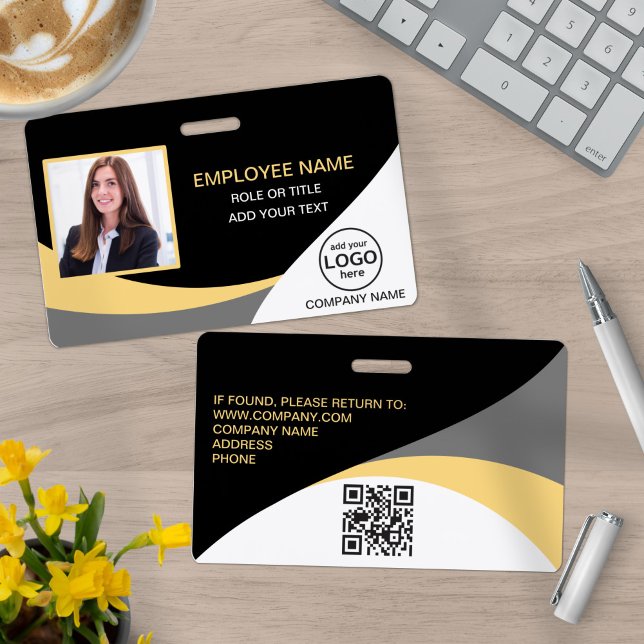 Photo Corporate Employee QR Code Black Yellow ID Badge (Creator Uploaded)