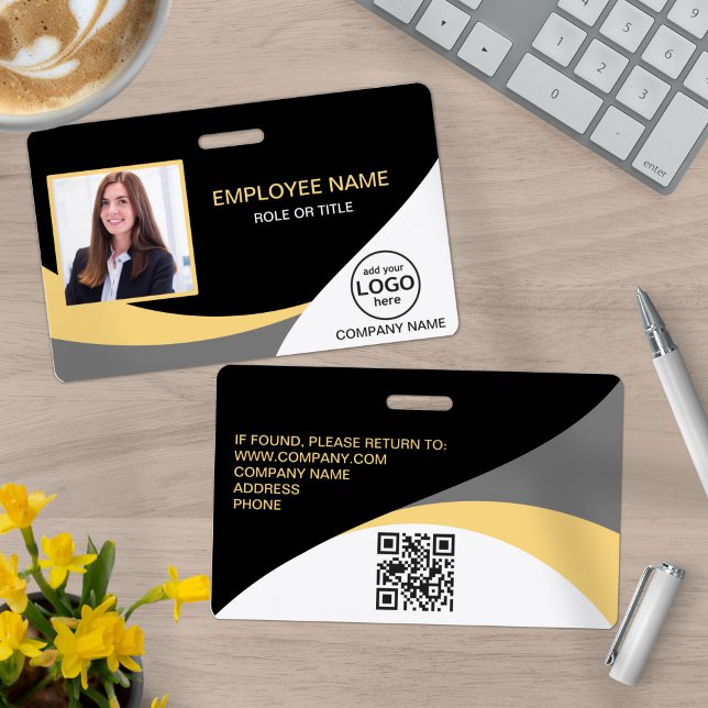 Photo Corporate Employee QR Code Black Yellow ID Badge (Creator Uploaded)