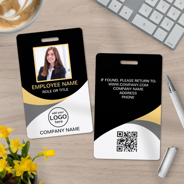 Photo Corporate Employee QR Code Black Yellow ID Badge (Creator Uploaded)