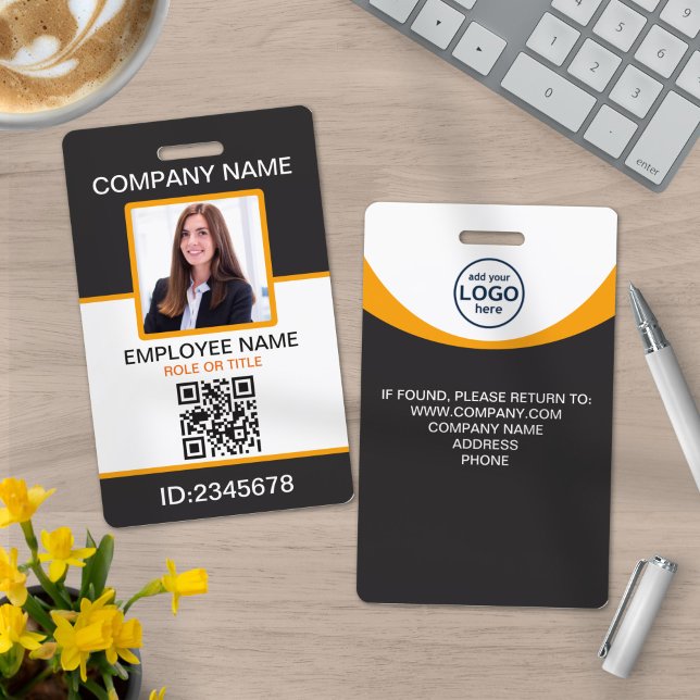 Photo Corporate Employee QR Code Grey Yellow ID Badge (Creator Uploaded)