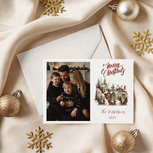 Photo Cosy Christmas Village Holiday Card