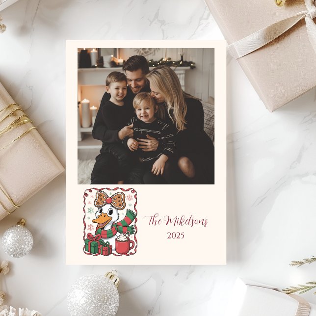 Photo Cosy Duck Christmas Holiday Card (Creator Uploaded)