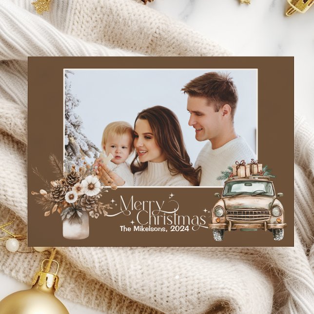Photo Cosy Festive Rustic Christmas Holiday Card (Creator Uploaded)