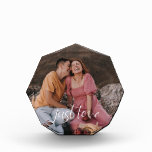 Photo Couple Heart Just Love Script Block<br><div class="desc">Design features your best photo with the modern heart script "Just Love".  Ideal gift idea for newlyweds,  housewarming,  anniversary,  and more.</div>