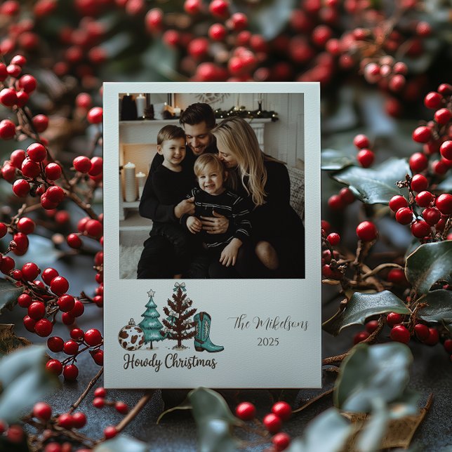 Photo Cowgirl Rustic Howdy Christmas Holiday Card (Creator Uploaded)