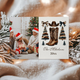 Photo Cowgirl Western Bow Christmas Holiday Card