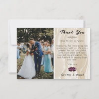 Photo & Cream Silk & Heart Wedding Thank You
