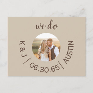Photo Cream We Do Wedding Save the Date Postcard