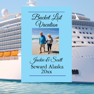 Photo Cruise Vacation Bucket List blue Personalise Magnet