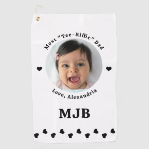 Photo Custom Best Dad Ever Black White Golf Towel