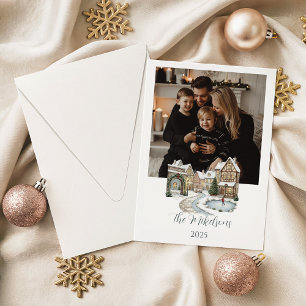 Photo Custom Christmas Village Portrait Holiday Card