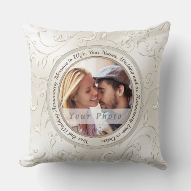 Photo Custom Cotton Anniversary Gifts for Wife Cushion (Front)