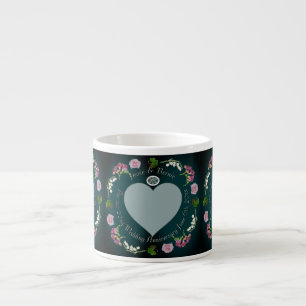Photo Custom Floral Heart Wedding Anniversary Espresso Cup