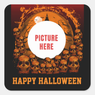 PHOTO CUSTOM HAPPY HALLOWEEN OCCASION SQUARE STICKER