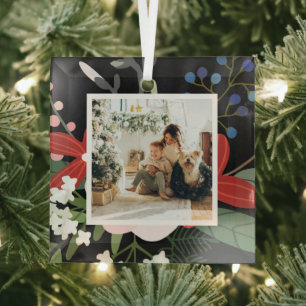 Photo Custom Personalized Christmas Glass Tree Decoration