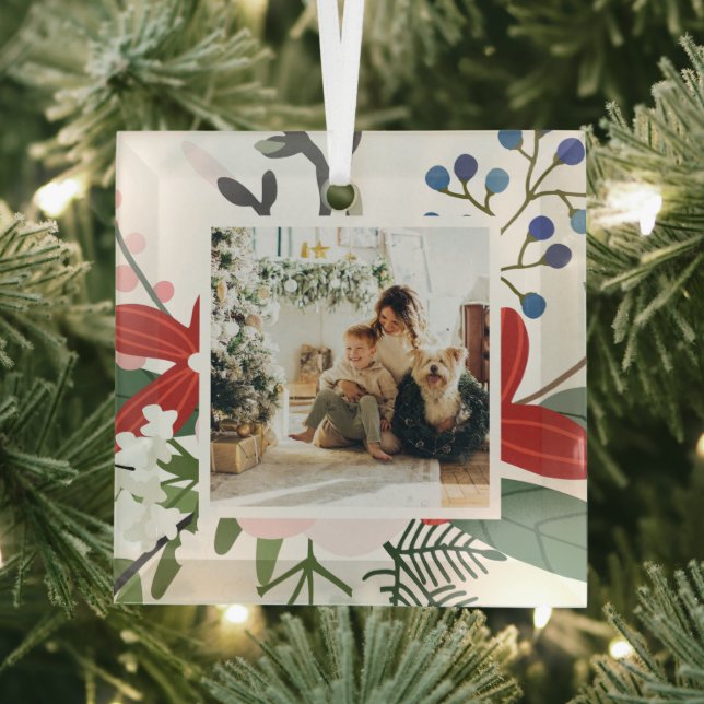 Photo Custom Personalized Christmas Glass Tree Decoration (Insitu)