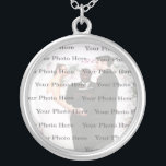 Photo Custom Round Silver Wedding Necklace<br><div class="desc">Personalise this pretty necklace to have as wedding favours at your wedding reception or to have one yourself as a remembrance of your special day. This necklace is also the perfect gift for the bride ant her bridal shower. Personalise by adding your photo.</div>