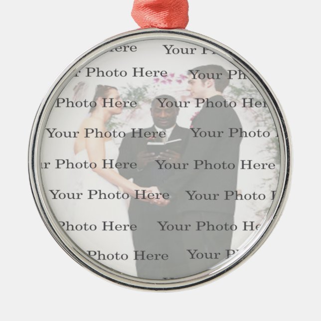 Photo Custom Round Silver Wedding Ornament (Front)