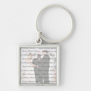 Photo Custom Square Silver Wedding Key Chain