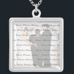 Photo Custom Square Silver Wedding Necklace<br><div class="desc">Personalise this pretty necklace to have as wedding favours at your wedding reception or to have one yourself as a remembrance of your special day. This necklace is also the perfect gift for the bride ant her bridal shower. Personalise by adding your photo.</div>
