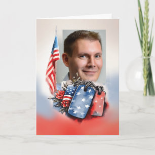 Photo Customisable Veterans Day Dog Tags Card