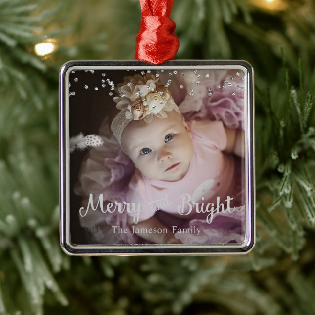 Photo Customized Christmas Silver Dots Frame Metal Tree Decoration (Tree)