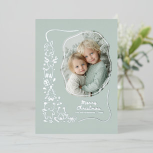 Photo Cute Winter Woodland Christmas Greeting